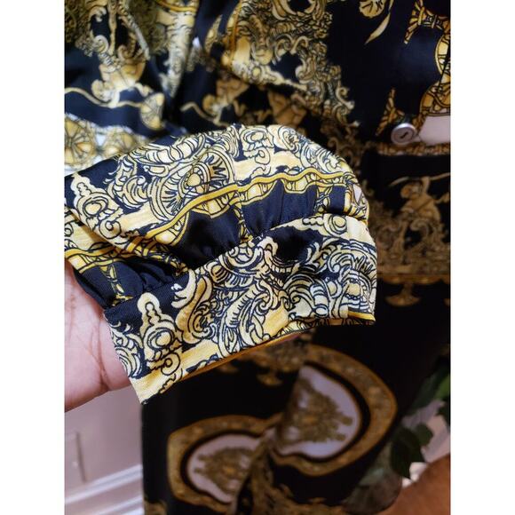 Fashion Nova Jumpsuit Womens XL Black Printed Twisted Elastic Waist Button Front - Picture 12 of 12